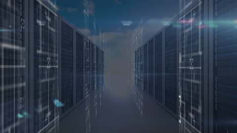 Futuristic Data Center Clouds Journey Abstract Conceptual Animation