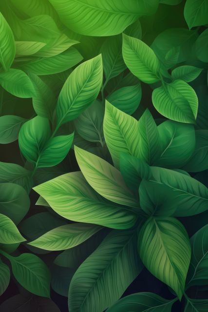 Dense green foliage with vividly colored leaves creates a tropical botanical feel. Works well for nature and environment themes, suitable for backgrounds in presentations, posters, or digital designs to add a fresh and natural atmosphere.