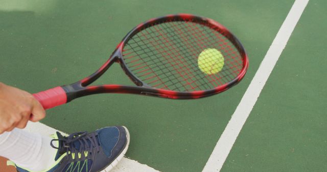 Tennis Player Serving Ball on Court - Download Free Stock Images Pikwizard.com