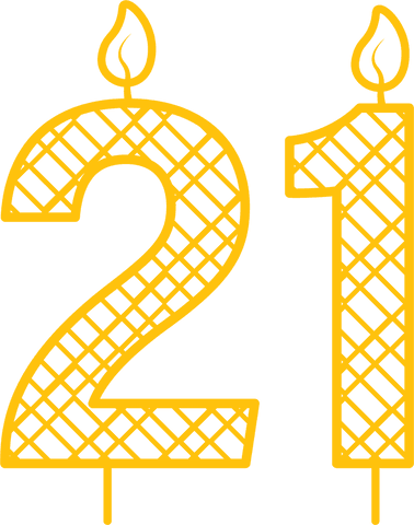 Transparent Yellow 21 Birthday Candle Illustration