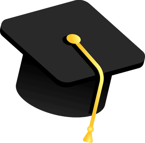 3D Graduation Cap with Gold Tassel on Transparent Background