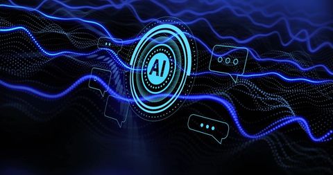 Abstract AI Data Processing Digital Background in Neon Blue - Download Free Stock Images Pikwizard.com
