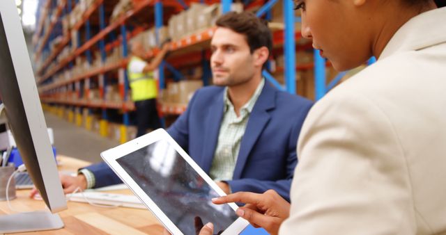 Warehouse Managers Using Digital Tablets for Inventory Management - Download Free Stock Photos Pikwizard.com