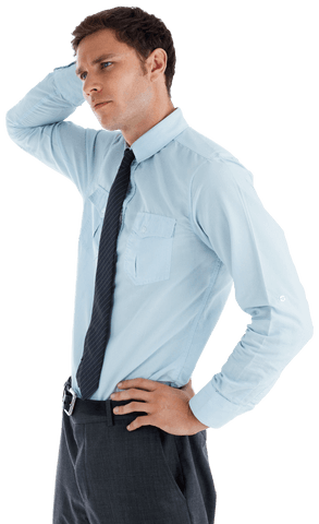 transparent thoughtful businessman holding his head - Download Free Stock Videos Pikwizard.com