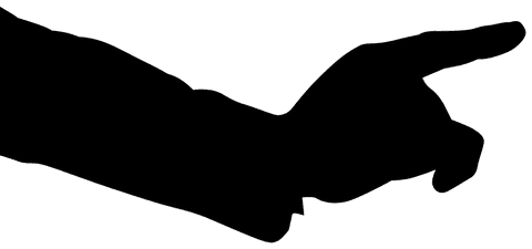 Silhouette black hand gesture on transparent background for design