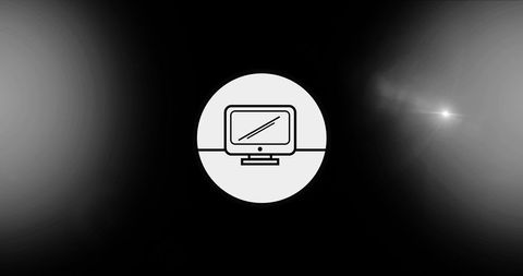 Minimalist Computer Icon on Sleek Black Background