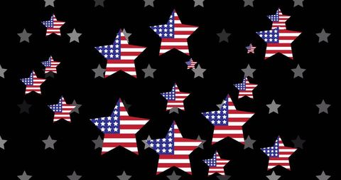 American Flag Stars on Black Background in Patterned Design