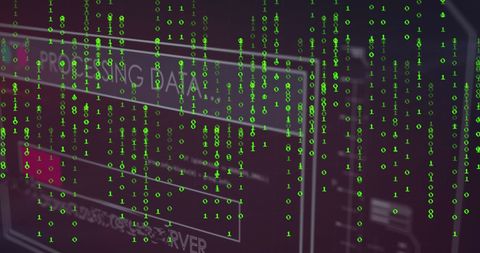 flowing binary code over data processing interface background - Download Free Stock Images Pikwizard.com