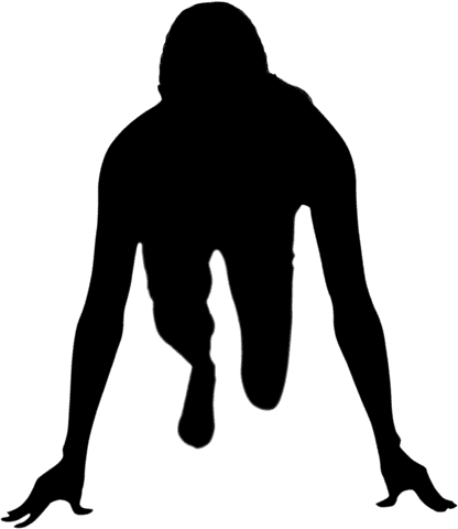 Digital silhouette female runner on transparent background