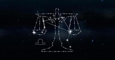 Libra Constellation and Zodiac Symbol on Starry Sky Background - Download Free Stock Images Pikwizard.com