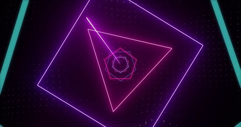 Neon Geometric Shapes on Black Background Retro Futurism - Download Free Stock Images Pikwizard.com