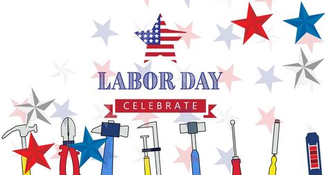 Labor day celebration banner patriotic stars and tools