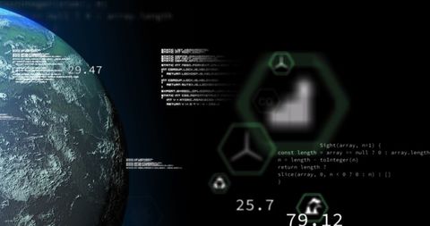 Abstract Digital Interface with Globe and Data Points - Download Free Stock Images Pikwizard.com