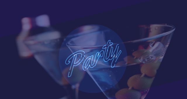 Retro Party Vibe with Neon Cocktail Background - Download Free Stock Images Pikwizard.com