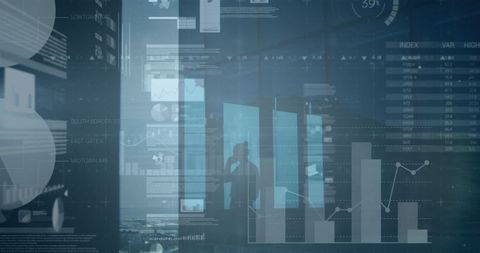 Businesswoman Engaged Overlapping Data Dashboard in Modern Office - Download Free Stock Images Pikwizard.com