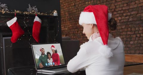 Family Virtual Christmas Celebrations with Festive Santa Hats