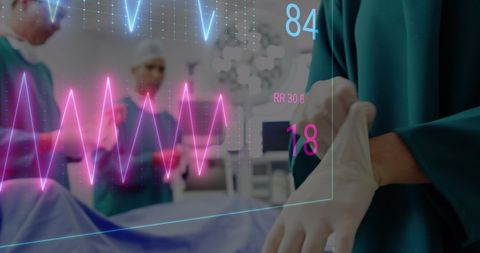 Surgeons Preparing in Operating Room with Vital Signs Display - Download Free Stock Images Pikwizard.com