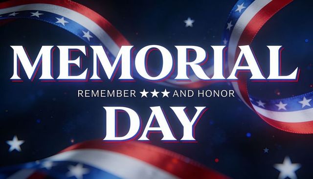 Memorial day remembering and honoring veterans with patriotic ribbons and stars