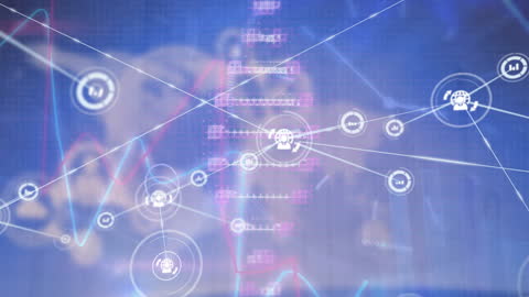 Futuristic Technology Interface with Digital Data and DNA Visualization