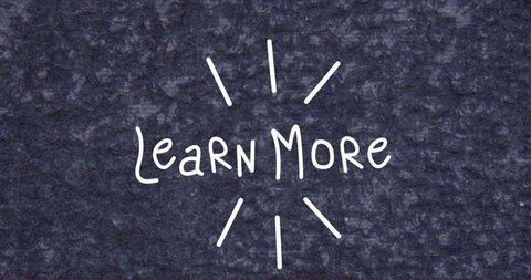 Learn more text on blue background