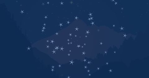 Snowflakes Falling on Mountain and Tree Silhouette