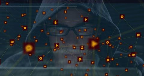 Hacker in Hoodie Navigating Digital Data Network - Download Free Stock Images Pikwizard.com