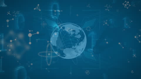 Digital Globe with Networking and Data Symbols Graphic