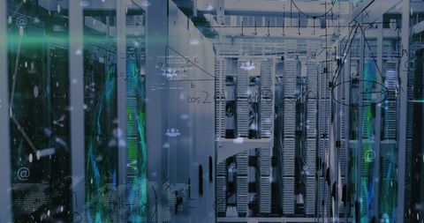Digital Data Processing in a Server Room with Mathematical Elements - Download Free Stock Images Pikwizard.com
