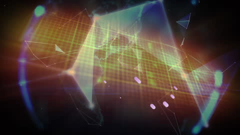 Glowing Digital Network with Global Connections