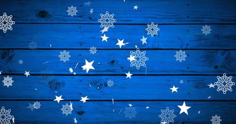 Festive Blue Background with Falling Stars and Snowflakes