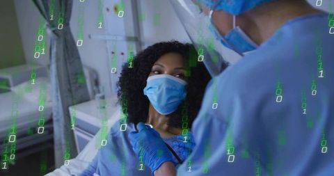 Healthcare Professional Examining Patient With Digital Interface Overlay