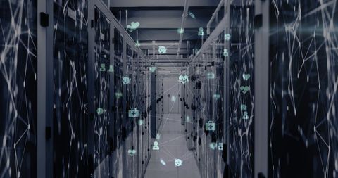 Futuristic Data Center Corridor with Digital Network Connections - Download Free Stock Images Pikwizard.com