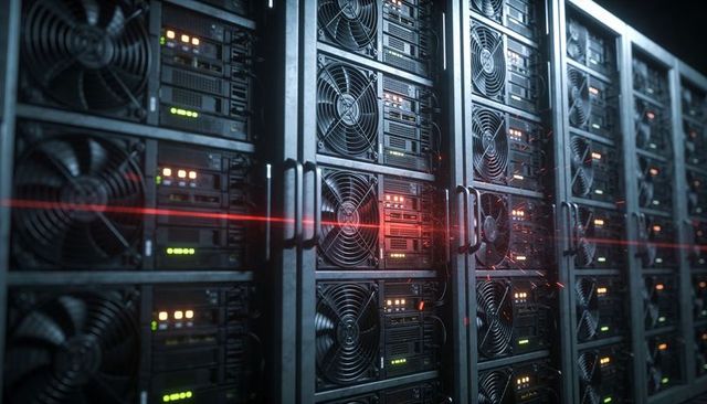 Lighting high-density server racks with axial cooling fans, led indicators and red laser beam in dat