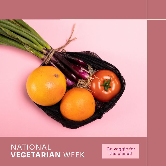 National Vegetarian Week Composition with Fresh Produce - Download Free Stock Templates Pikwizard.com