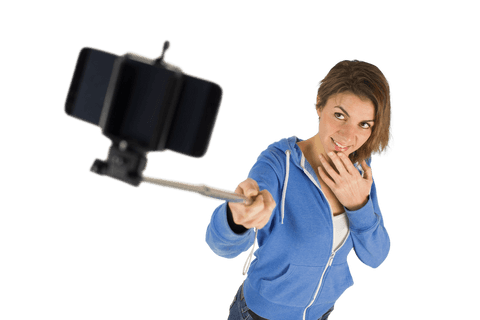 Transparent Background Casual Brunette Taking Selfie with Phone - Download Free Stock Videos Pikwizard.com