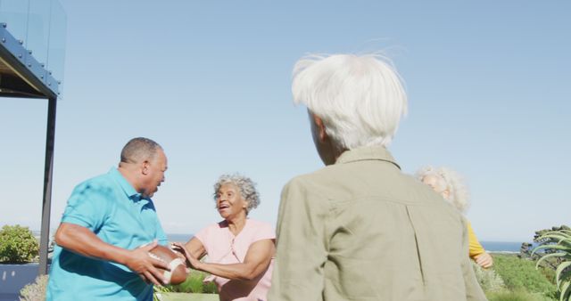 Senior Friends Enjoying Backyard Football Game - Download Free Stock Images Pikwizard.com