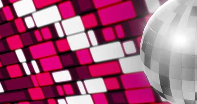 Gleaming Disco Ball Against Vibrant Patterned Background - Download Free Stock Images Pikwizard.com