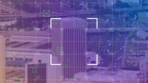 Digital Viewfinder Overlay Timelapse of City Traffic Movements