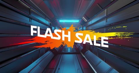 Futuristic Flash Sale Promotion with Neon Tunnel