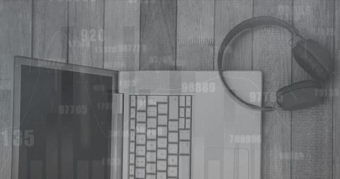 Modern Business with Laptop and Headphones Overlay - Download Free Stock Images Pikwizard.com