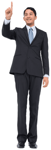 Business professional pointing gesture on transparent background