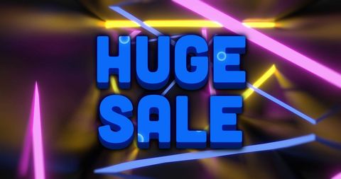 Neon Lights Highlighting Huge Sale Announcement