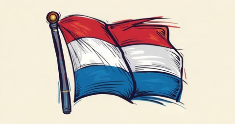 Animated Waving Red, White, and Blue Flag in Breeze