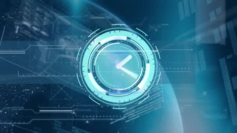 Digital Clock Interface on Global Background