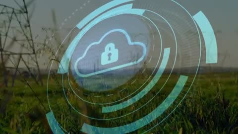 Digital Security Visualization with Cloud Lock and Rotating Rings