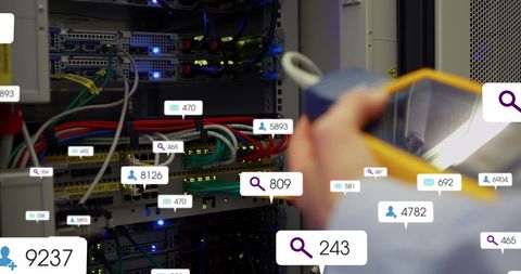 Technician Analyzing Server with Social Media Metrics Interface - Download Free Stock Images Pikwizard.com