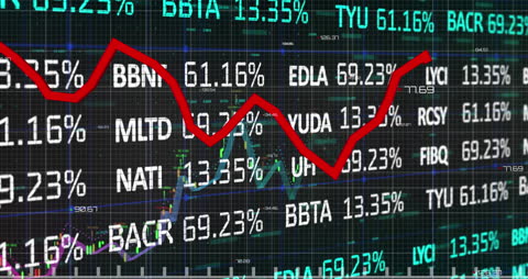 Dynamic Stock Market Analysis with Red Time Lapse Graph Overlay