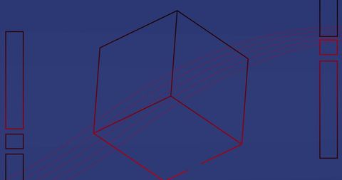 Abstract geometric cube illustration on blue background