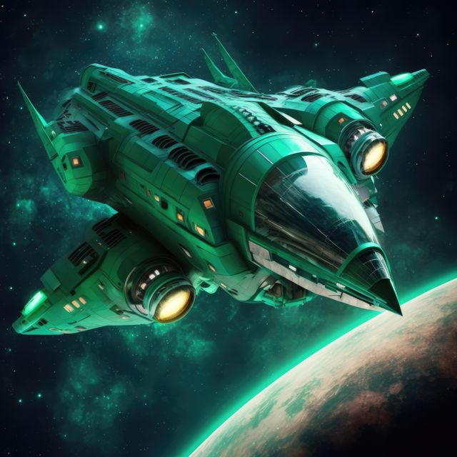 Spaceship flying in outer space over earth background, created using generative ai technology - Download Free Stock Photos Pikwizard.com