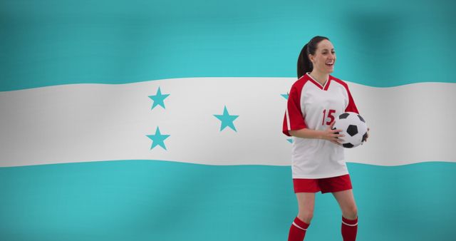 Caucasian Female Soccer Player Against Honduras Flag Background - Download Free Stock Images Pikwizard.com